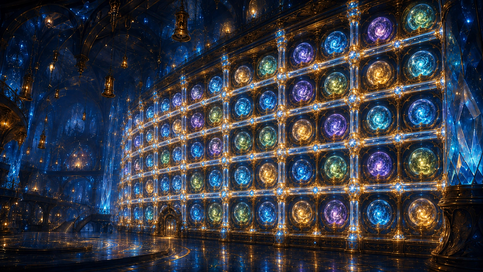The Everglow Wall holding thousands of glowing Story Spheres