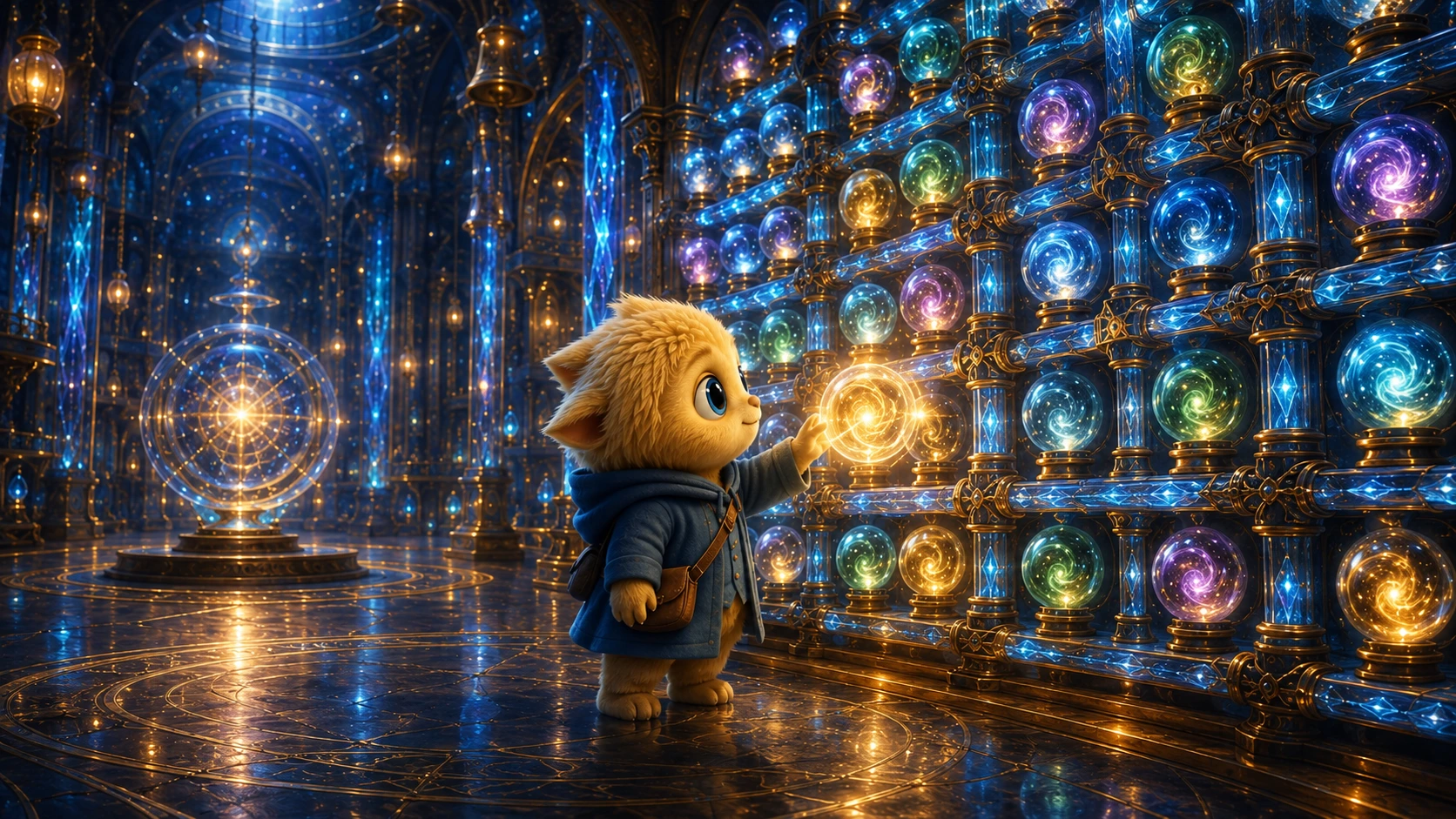 Numi placing a Story Sphere into The Everglow Wall